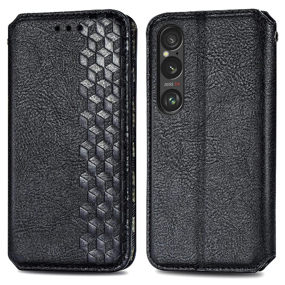 For Sony Xperia 1 VI Case Rhombus Leather Wallet Flip Phone Cover Magnetic Closing