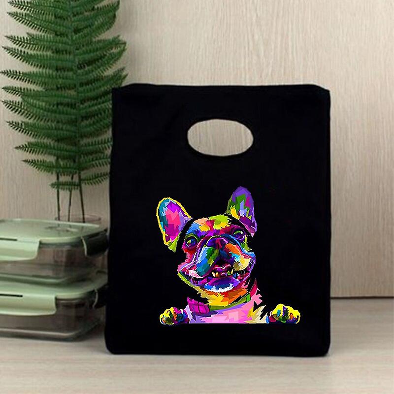 French Bulldog Print Portable Lunch Bags Thermal Insulated Bento Box Tote Cooler Handbag Picnic Office School Food Storage Pouch Lunch Boxes & Totes