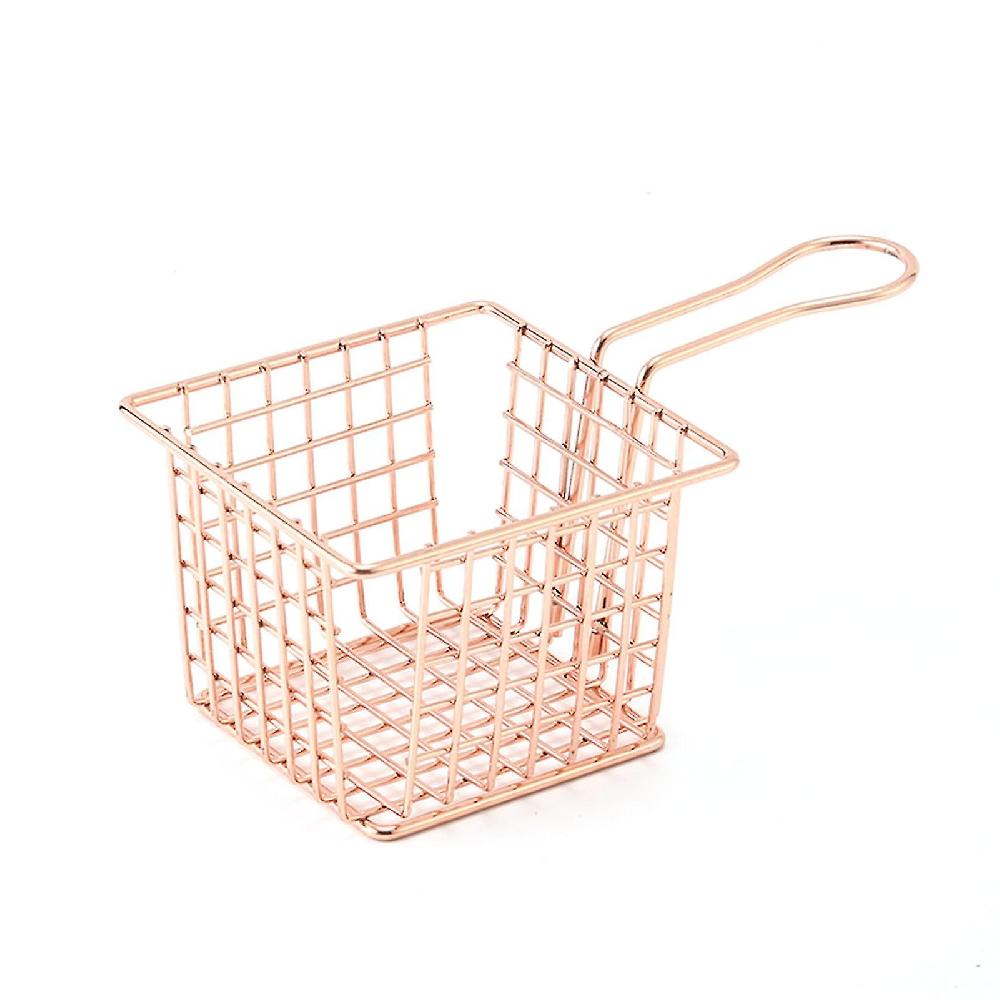 French Fry Holder Basket with Handle - Rose Gold for Home and Restaurant