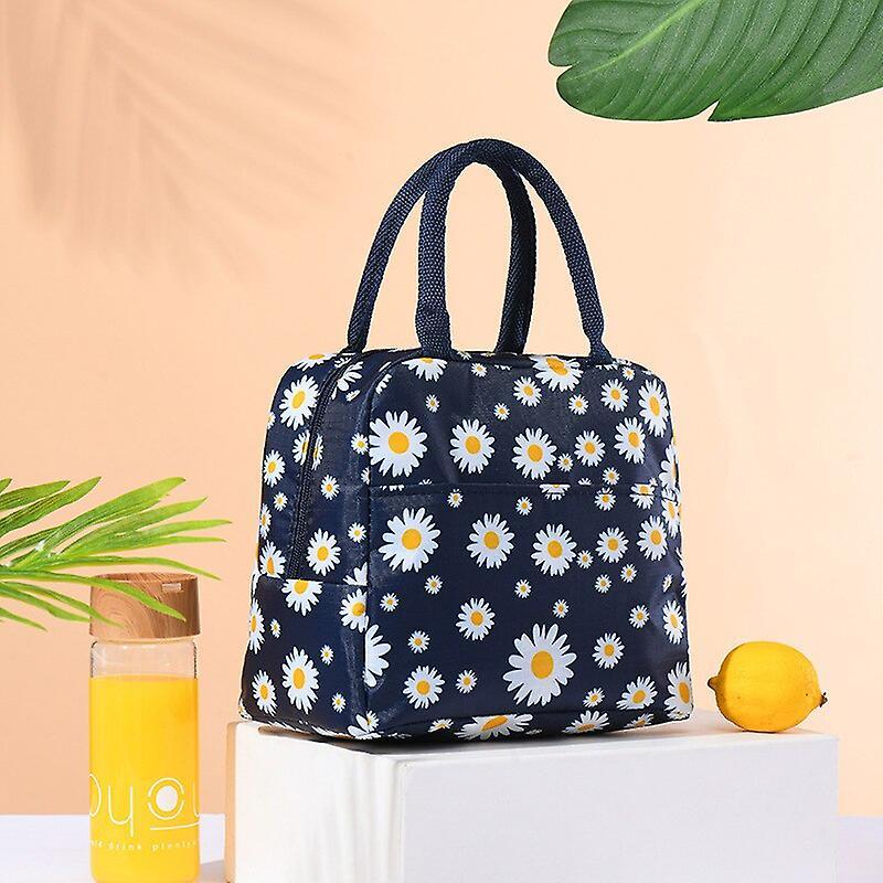 Fresh Daisy Pattern Lunch Box Bag Nylon Portable Zipper Waterproof Lunch Bag Thermal Insulated Fresh Cooler Bags Food Picnic Bag Lunch Boxes & Totes