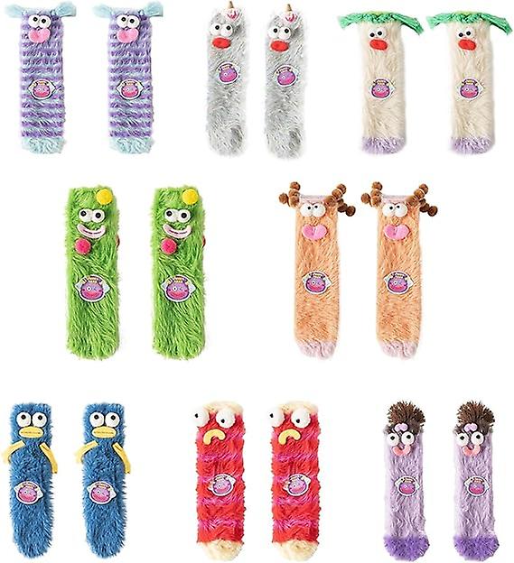 Funny Cute Women Socks Fluffy Cartoon Monster Socks Coral Velvet 3D Plush Quirky Socks Winter Warm Fuzzy Cozy Socks Christmas Gifts Slippers Socks