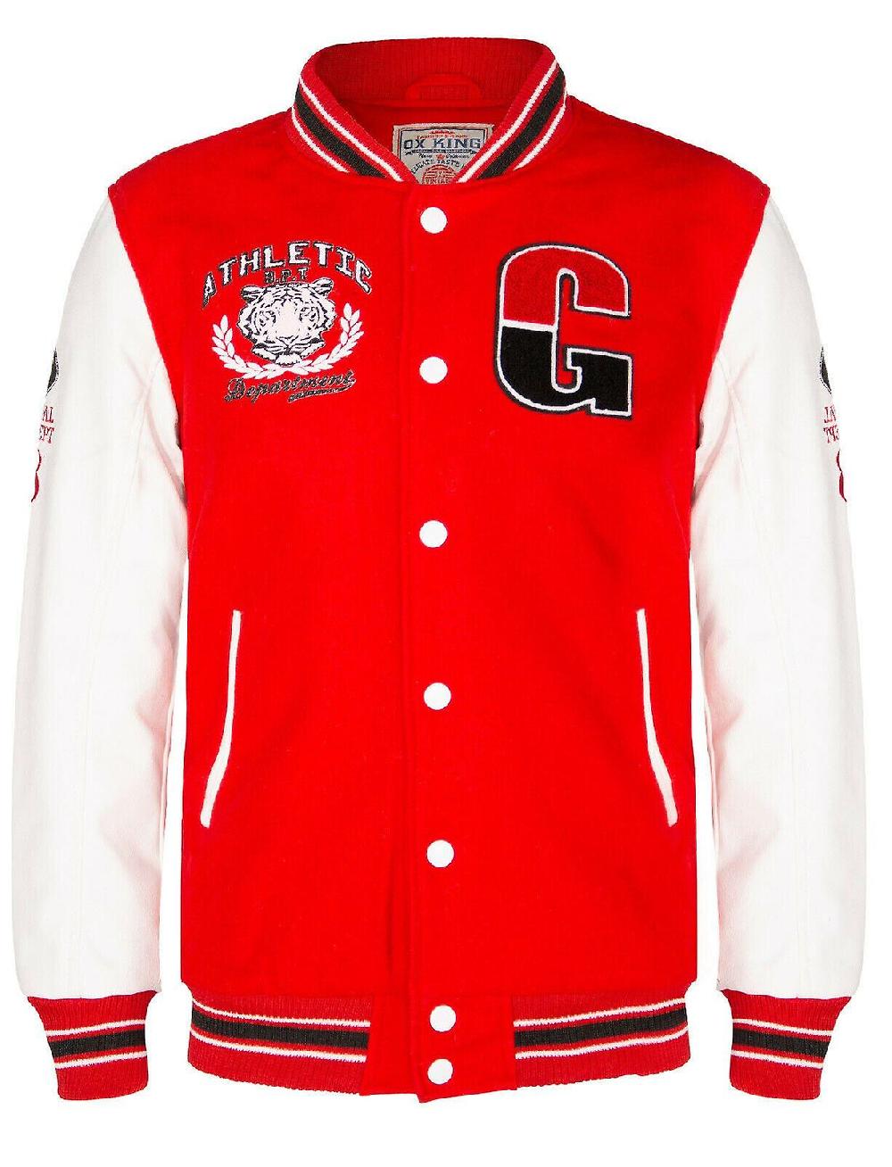 Giacca da uomo Baseball College PU leather sleeves