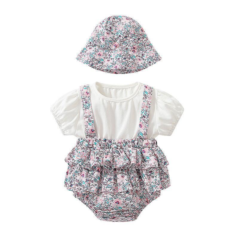 Girl Skirt Baby Summer Pastoral Floral Short Sleeve Cotton Rompers Jumpsuit Gift