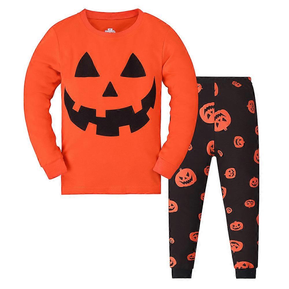 Girls Boys Kids Halloween Pyjamas Outfits Novelty Nightwear Skeleton Pumpkin Printed Sleepwear Loungewear PJs
