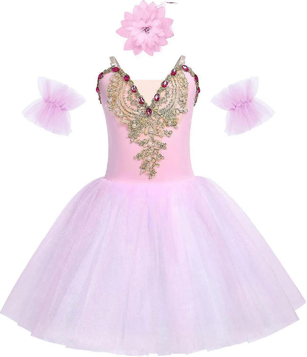 Girls Sequin Ballet Dance Dress Tutu Skirt Leotard Ballerina Fairy Princess Halloween S-2xl