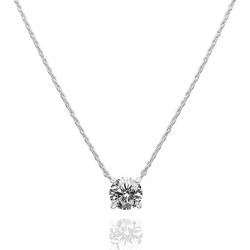 Gold Plated Crystal Solitaire 2 Carat (8mm) Dainty Choker Necklace Gold Necklaces For Women