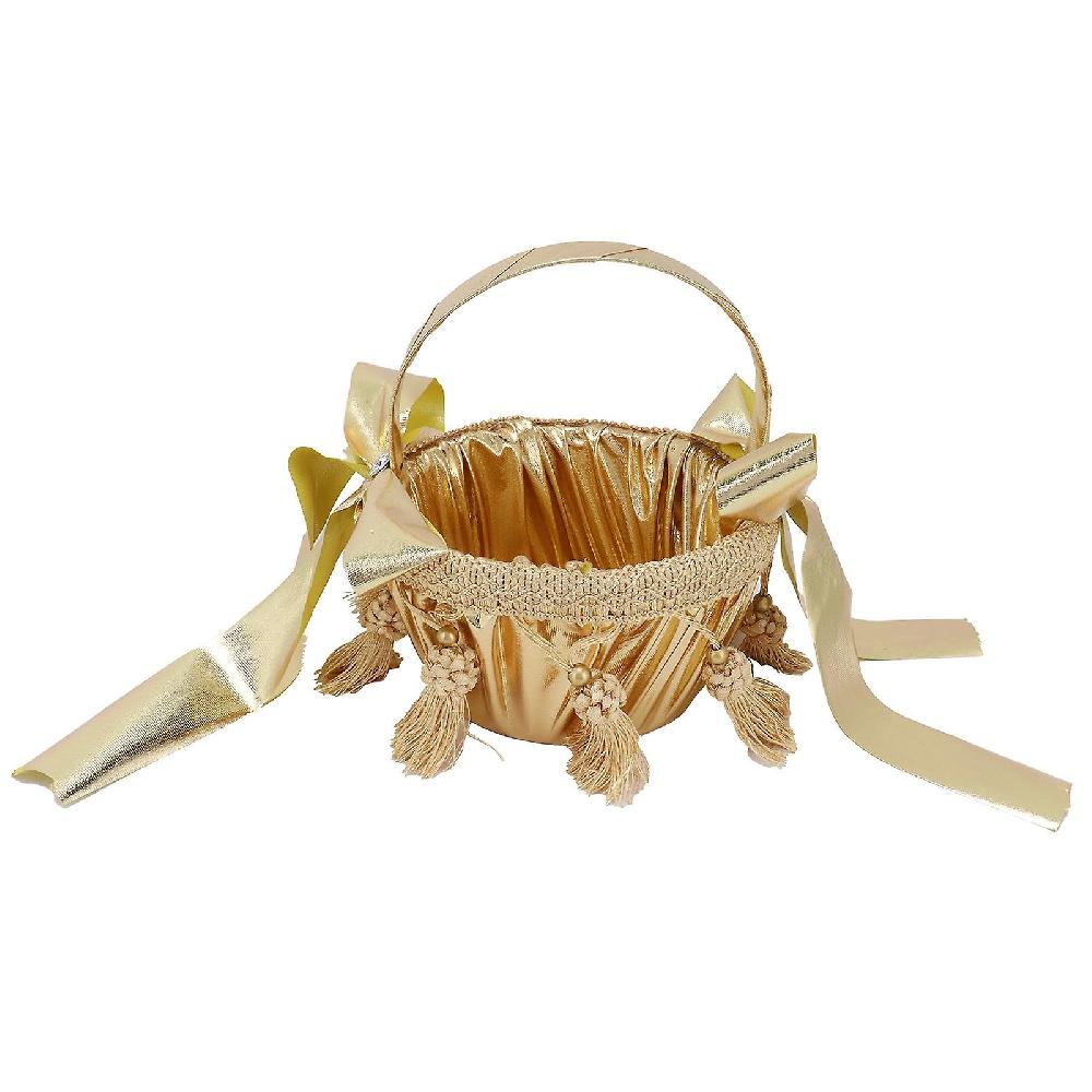 Golden Weeding Flower Basket Portable Flower Container For Party Ceremony Home Decoration
