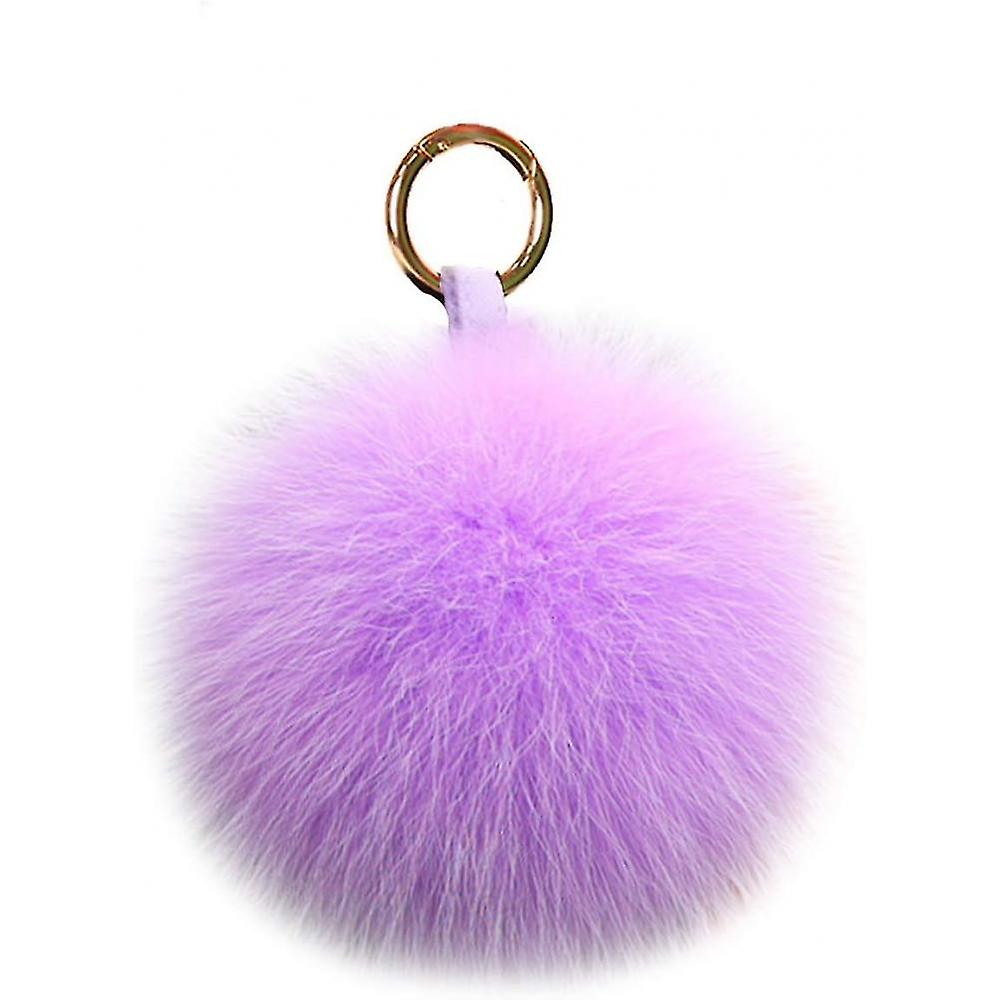 Grande Vera Pelliccia di Volpe Pom Pom Portachiavi Borsa Charm Fluffy Fur Ball Anello d'Oro QOU
