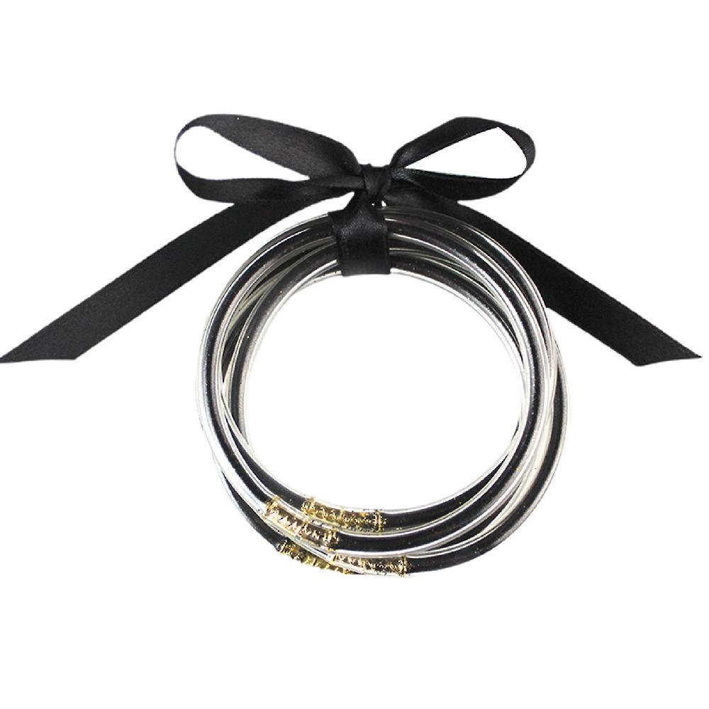 Haloppe 5-Layers Christmas Bangle Shiny Glitter Bridal Wedding Jelly Bracelet For Girls