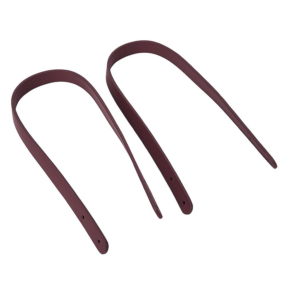Hand Strap for DIY Handbags 2Pcs Split Leather with 8 Sets Light Gold Rivet Set Wine Red