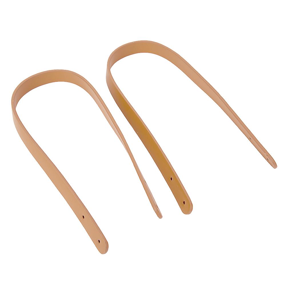 Handbag Parts 2Pcs Split Leather Bag Hand Strap with 8 Sets Light Gold Rivets Beige