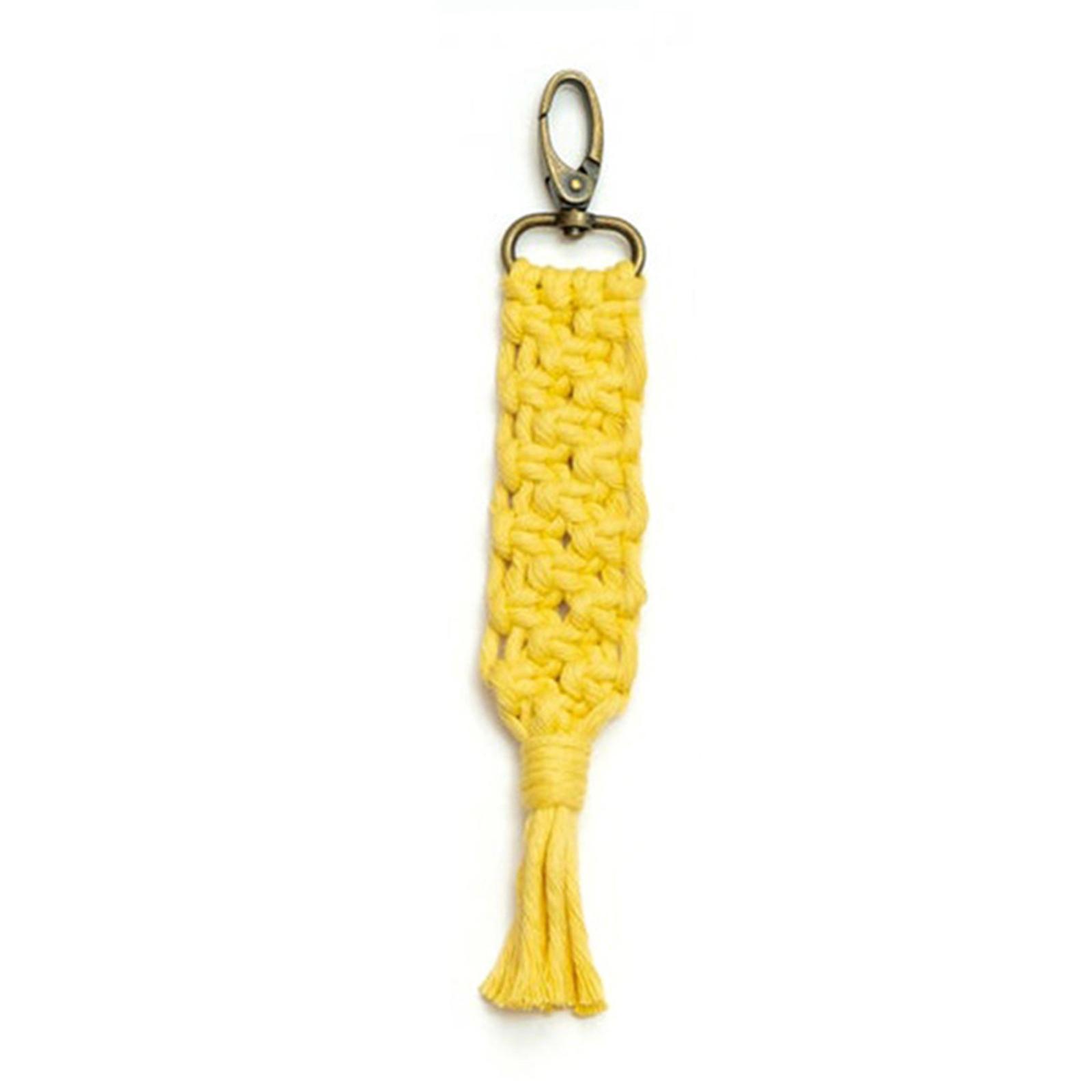 Handmade Braided Wrist Lanyard for Keys Macrame Keychain with Tassels for Women