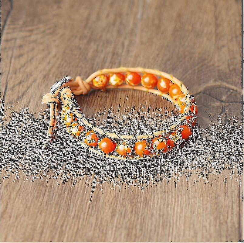 Handmade Women Wrap Leather Bracelets & Bangle Chakra Party jewelry Gift 8mm Stone Beads Strand Charm Boho Bracelet