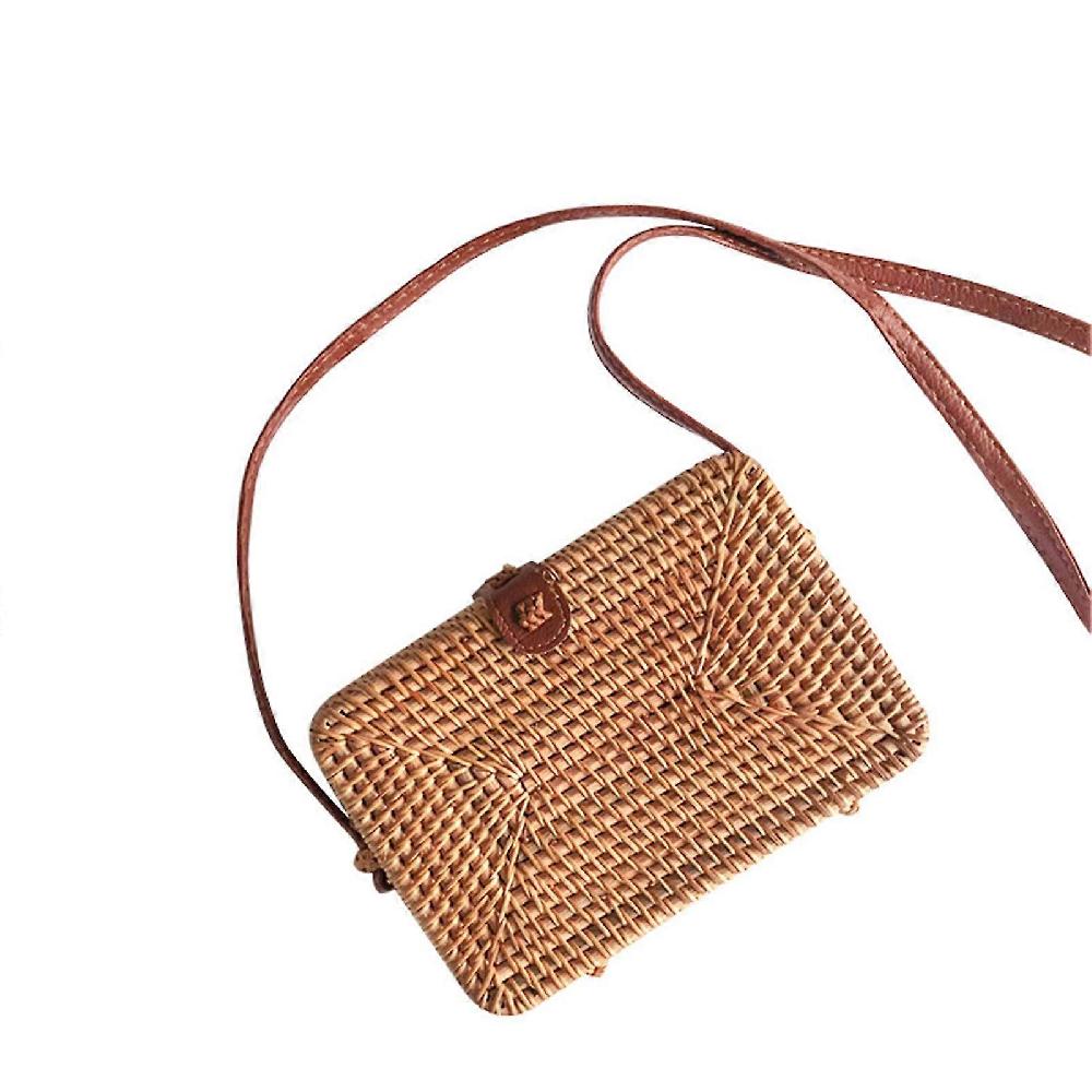 Handwoven Round Rattan Bag Retro Braiding Round Straw Handbag Gift For Girlfriend Wife Daughter