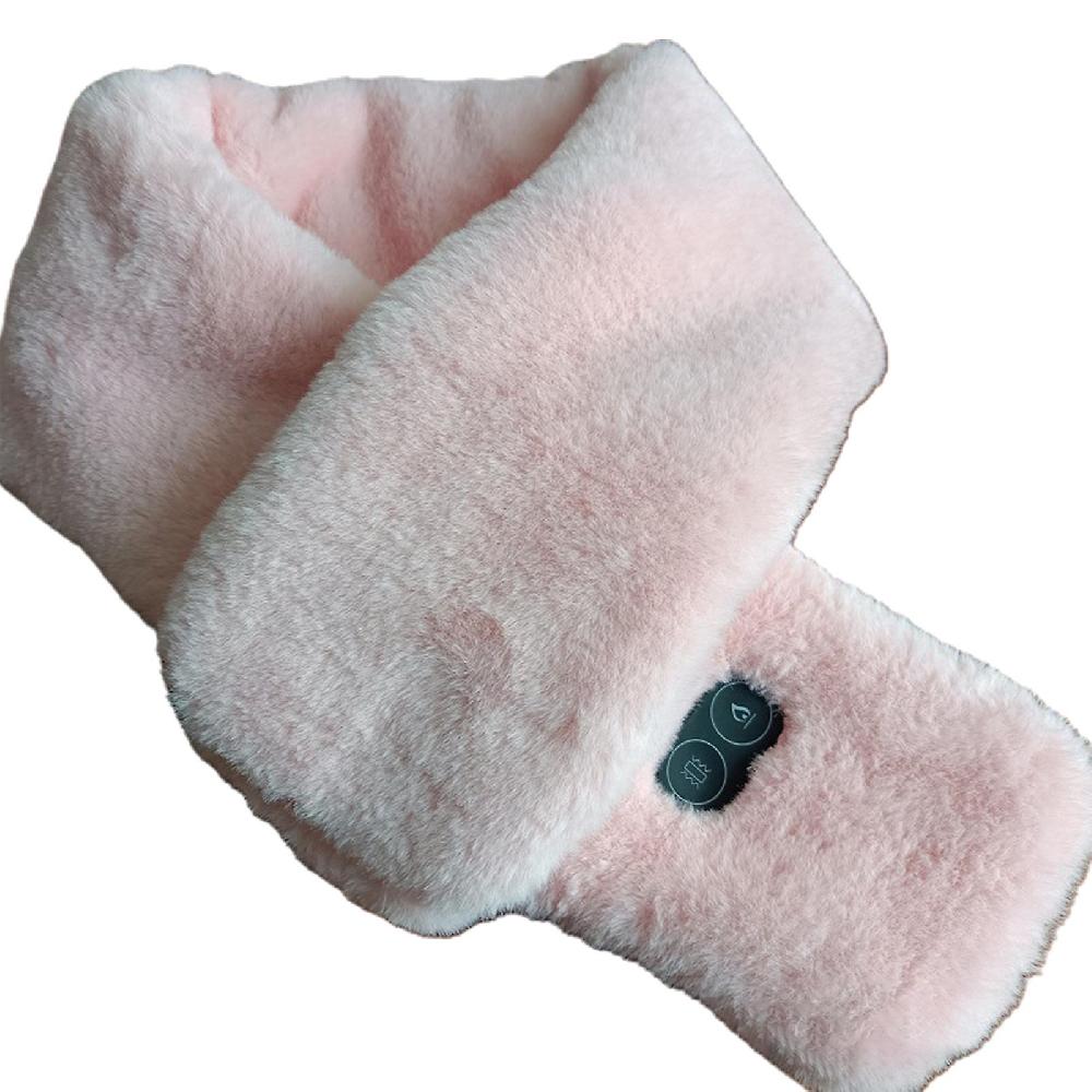 Heated Scarf Rechargeable Comfortable Faux Rabbit Fur Women Message USB Plug Neckerchief For Winter