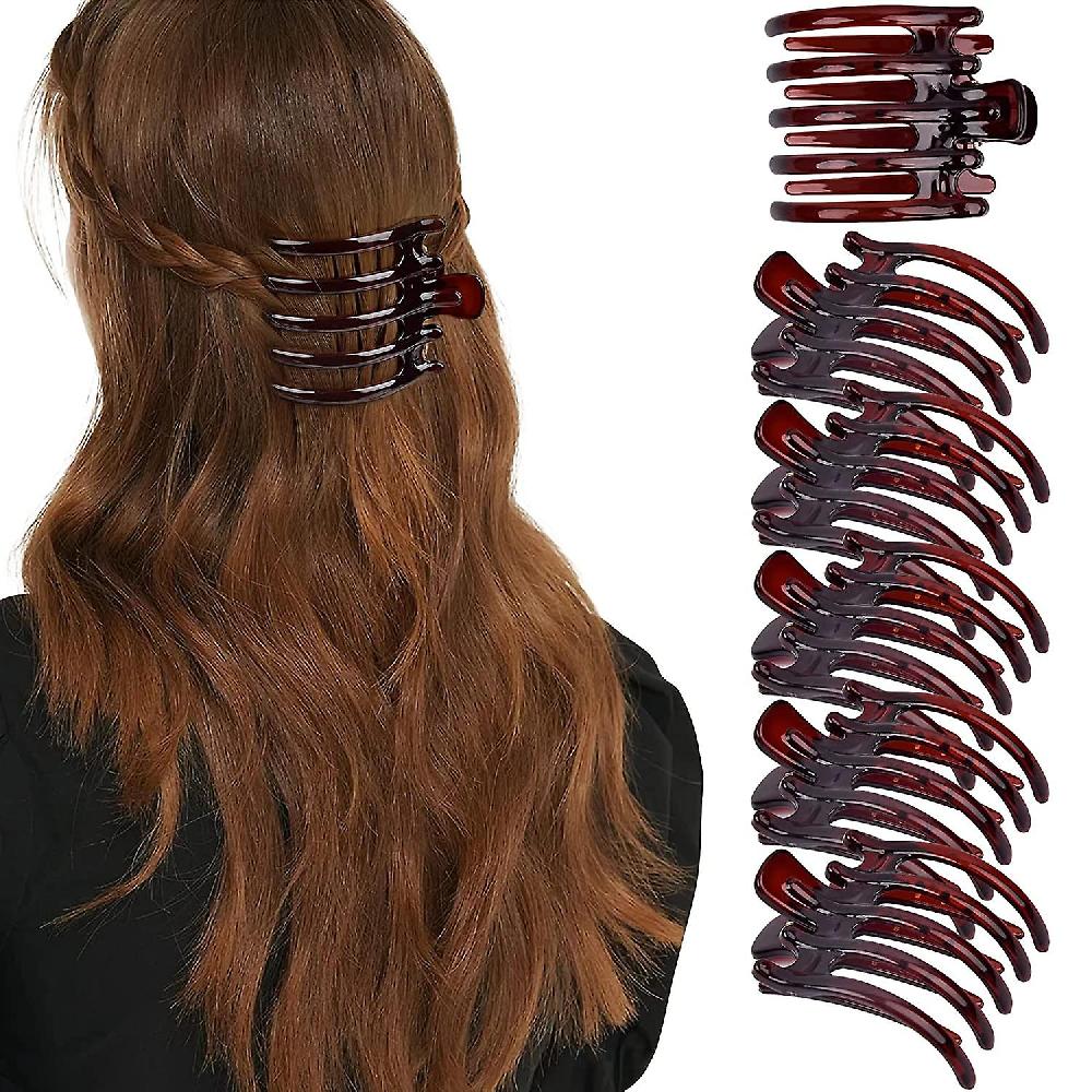 Heytea Big Hair Claw Clips 6 Pcs Flat Hair Banana Barrettes Heytea Onslip Large Hair Clip For Women And Girls Thin Hair Strong Hold Brown Hair Clips F