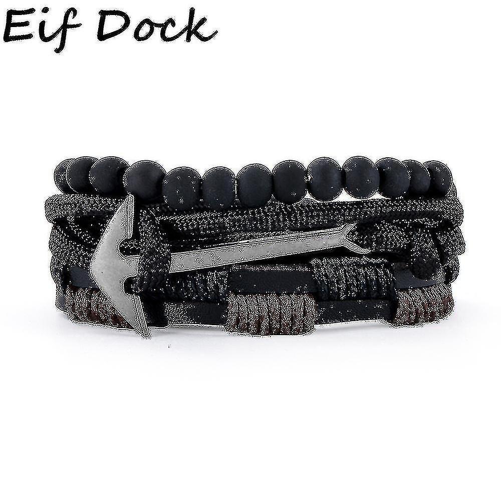 High Quality 3pcs/Set Newest Design Multi-layer Leather Bracelets Charm Men Anchor Bracelet Jewelry Party Gift Male Pulseira