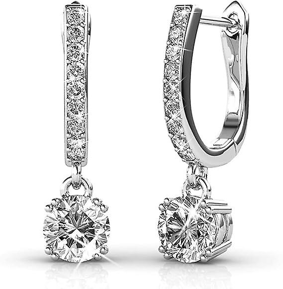 Hoop Loop Earrings for Women18K White Gold with Sparkling Element Crystal with Jewellery Box for Women Wife Mother Daughter