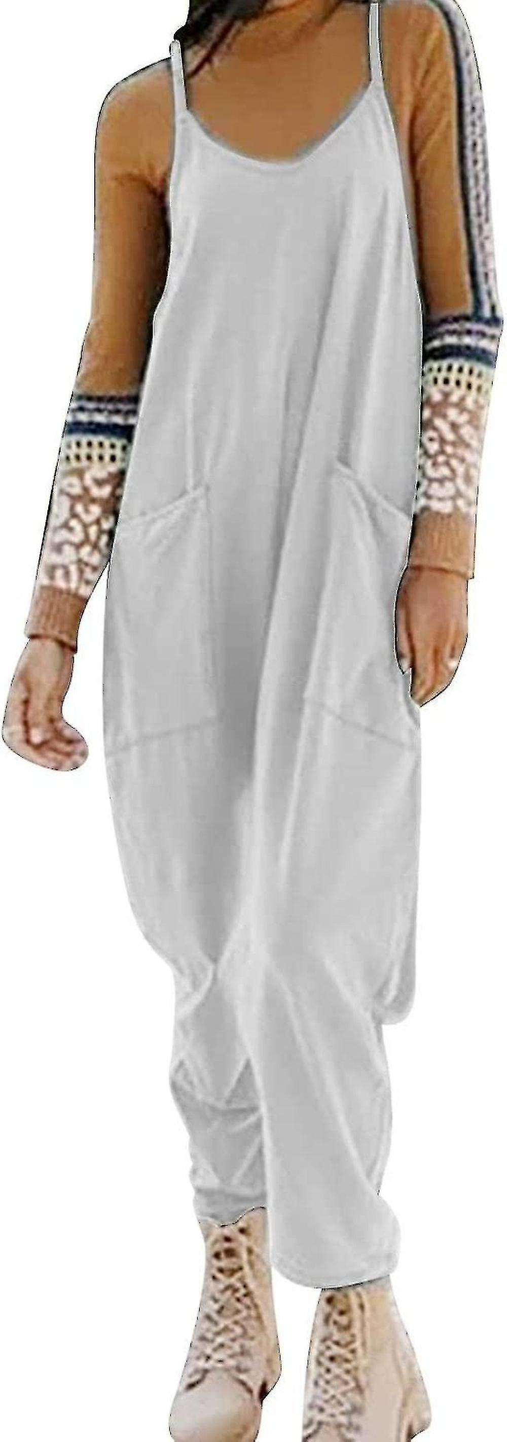 Hot Shot Onesie Wide Leg Jumpsuits Women Jumpsuits Oversized Sleeveless Jumpsuits With Spaghetti Strap Rompers For Women-m-grey