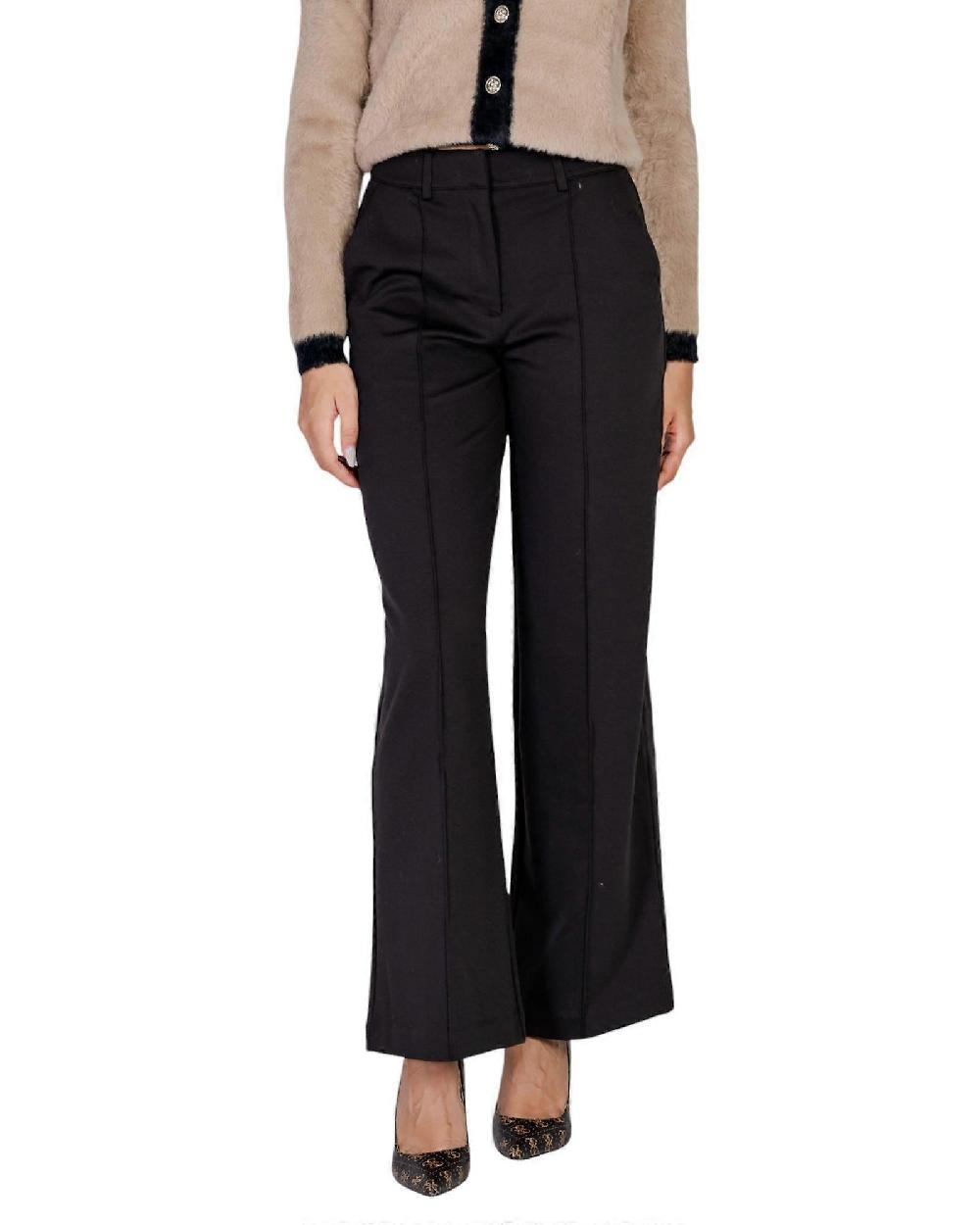 Ichi Women's Wide Leg Trousers - Black