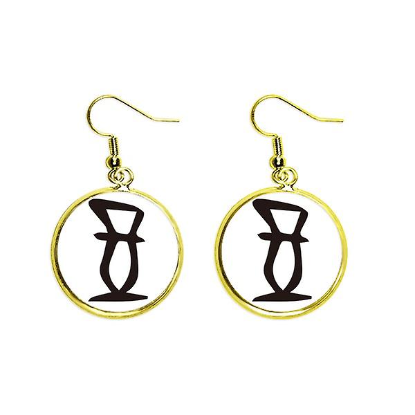 Iscrizione in osso Cinese Cognome Carattere Zheng Ear Dangle Golden Drop Orecchino Gioielli Donna