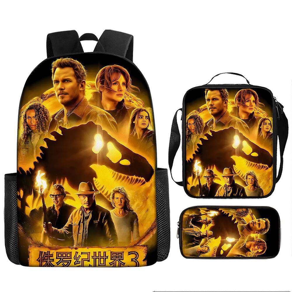 Jurassic World Studente Zaino Dinosauro Zainetto Set di tre pezzi Grande Capacità Zaino Cartone Animato Zainetto Matita Borsa 29