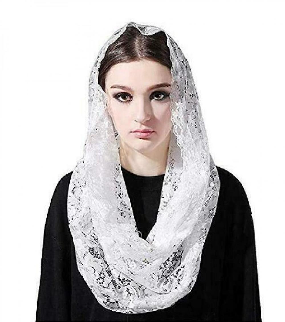 JUSCH Velo Da Cappella Floreale Latino Messa Testa Copertura Pizzo Sciarpa Mantiglia Veli Per Chiesa (A) WZ-1380