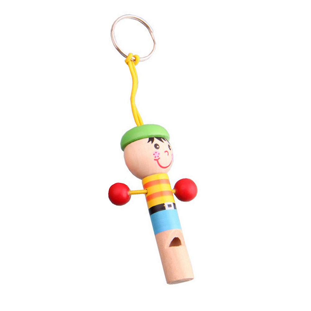 Kids Children Cartoon Pirate Wooden Whistle Musical Instrument Toy Keychain Gift
