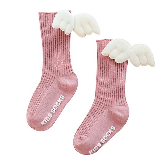 Kids Cute Knee High Socks Cotton Angel Wings Anti-slip Socks