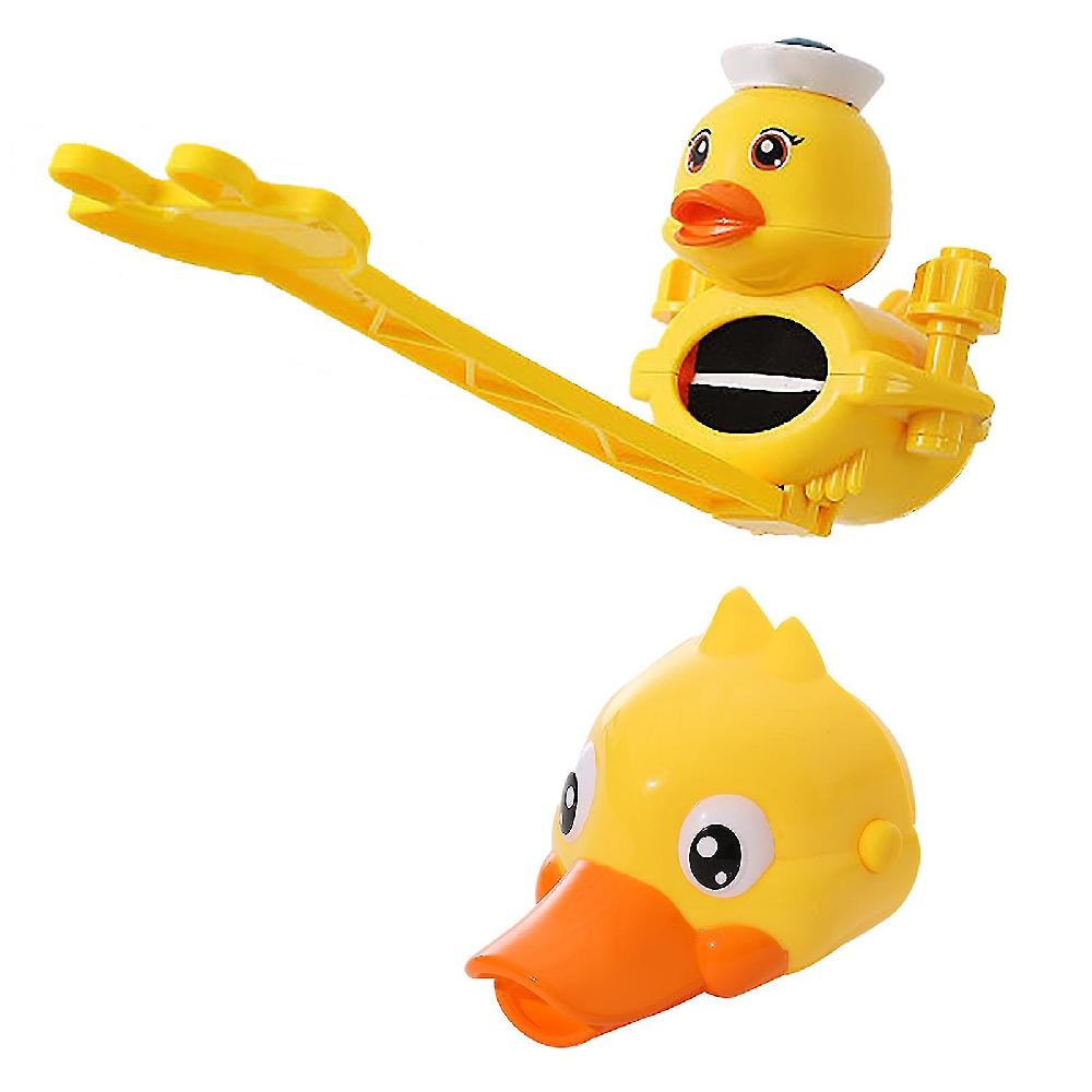 Kids Faucet Extender Set - Yellow ABS Double Extension Cartoon Faucet Handle Extender for Toddler Baby Children