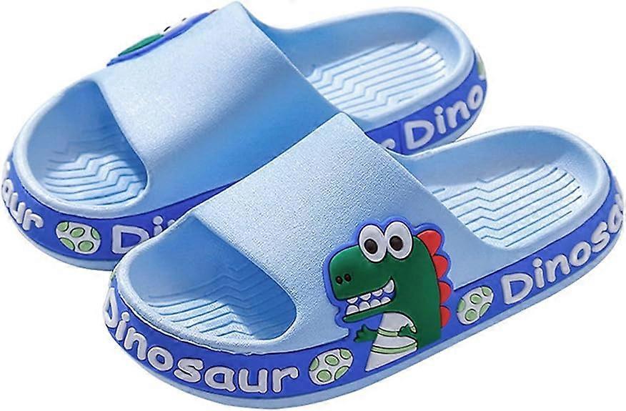 Kids Slide Sandal Danosaur Slippers Bathroom Shower Pool Beach For Boys Girls Blue24-25