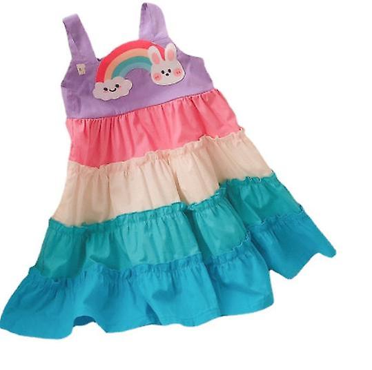 Kids Toddler Baby Girls Rainbow Dress Princess Sleeveless Sundress