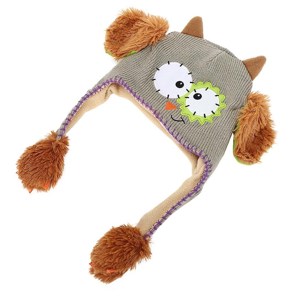 Knitting Wool Cute Baby Hat with Moving Ears for Children Funny Toy Cap Gray
