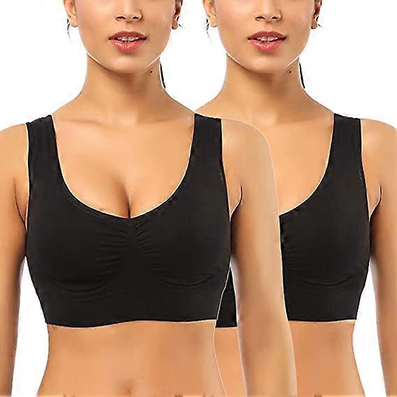 Kongqtee Super Comfort Bra Bra Reggiseni sportivi da donna Pad rimovibili Plus Size Sleep Bras Per ragazze In Yoga Bralette Leisure Stretch Crop Tops Vest 2 Pack