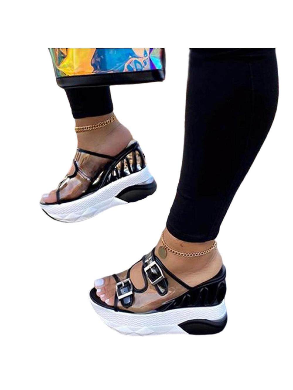 Ladies Comfortable Sandals Simple Slippers Thick Soled Hollow Healthy Shoes