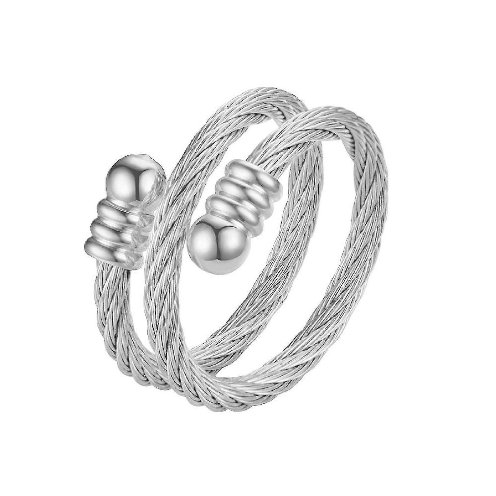 Ladies Fashion Ring Titanium Steel Live Mouth Ring Ornament Round Head Opening