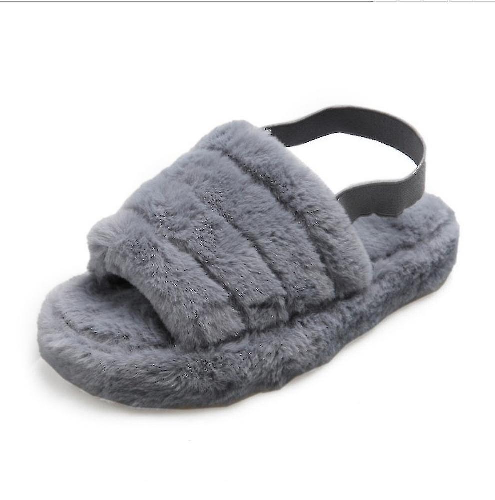 Ladies Womens Faux Fur Fluffy Sliders Slip On Flat Warm Slippers Sandals New