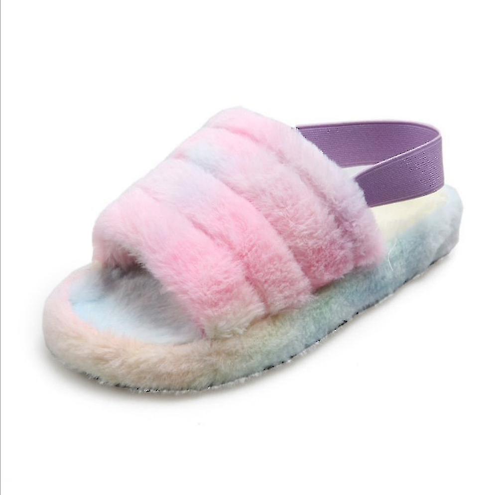 Ladies Womens Faux Fur Fluffy Sliders Slip On Flat Warm Slippers Sandals New