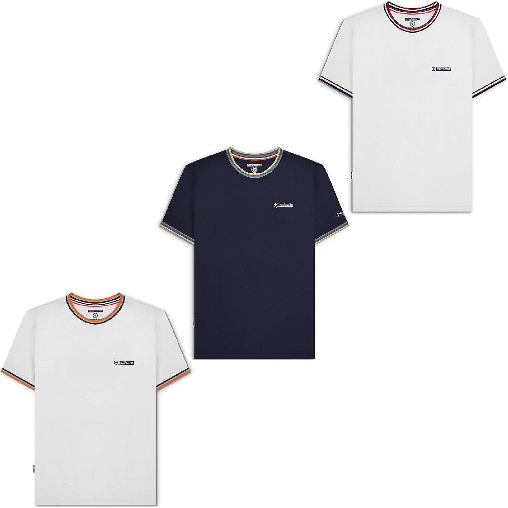 Lambretta Uomo Tripla Punta Pique Manica Corta Girocollo Cotone T-Shirt Top Tee