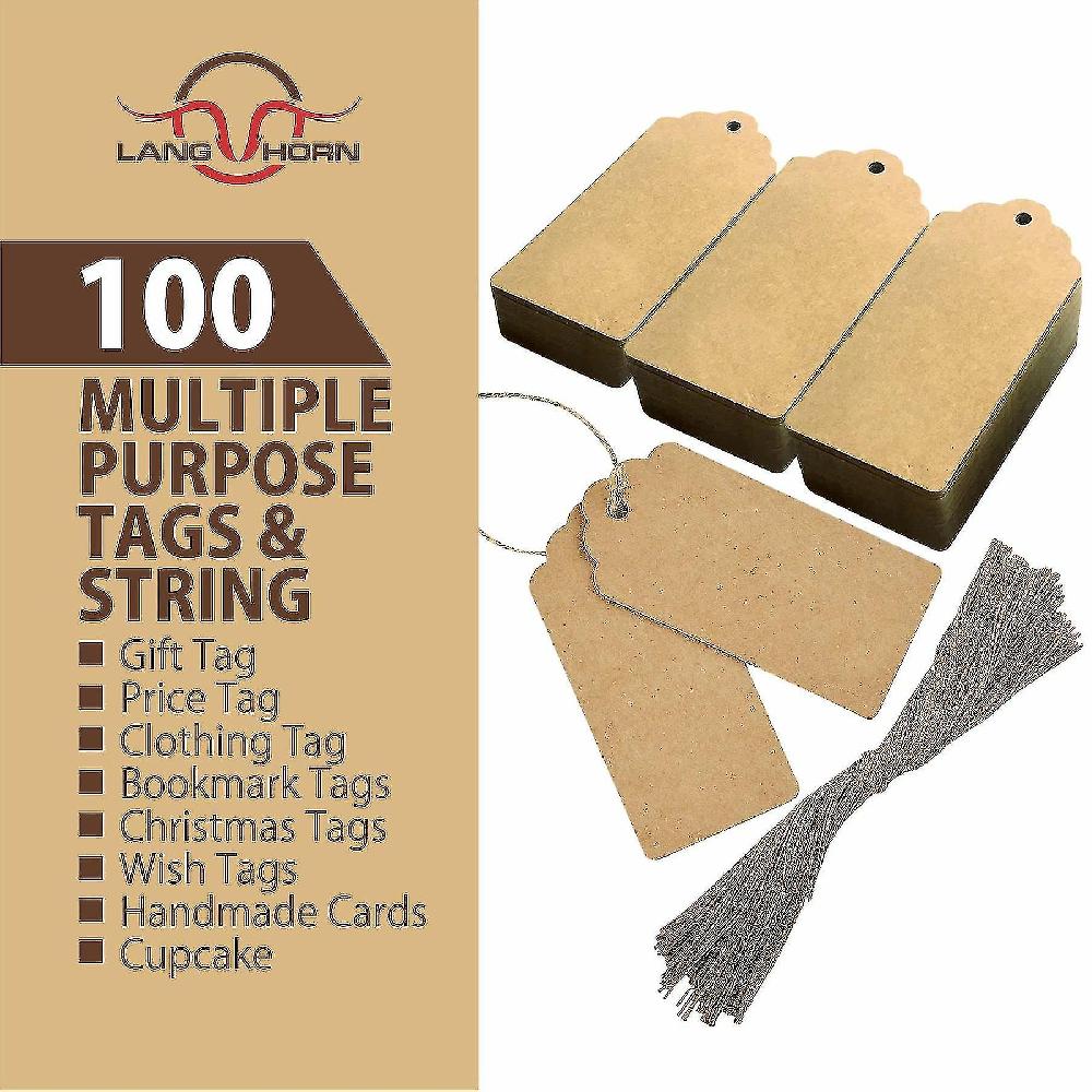 Large Kraft Paper Gift Tags 100pcs Brown Christmas Wedding Birthday Hollow Luggage Tags Hang Tags