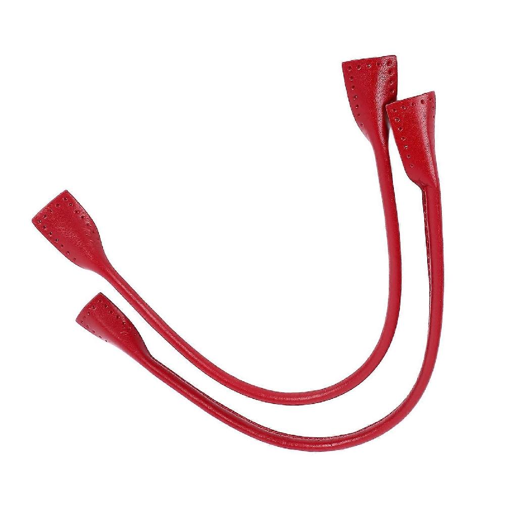 Leather DIY Bag Handles Replacement For Handbag Briefcases Shoulder Bags 1 Pair Red Cowhide