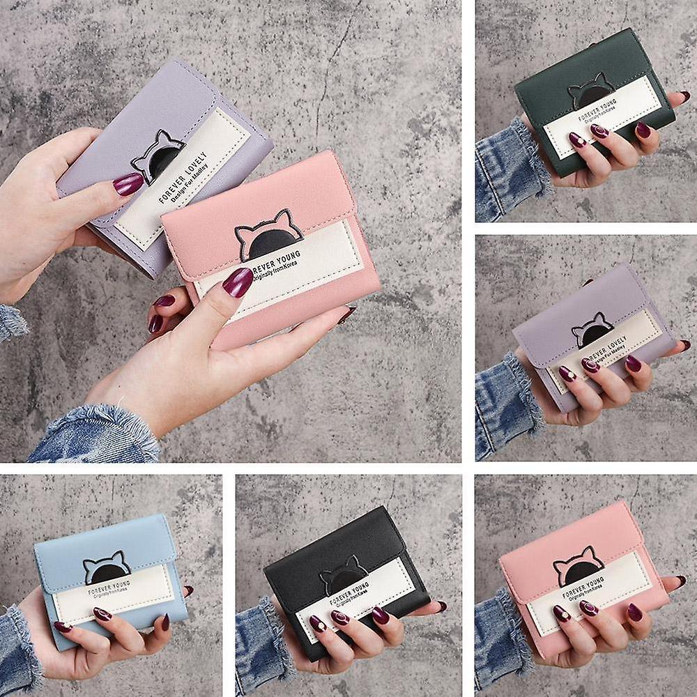 Leather Small Wallet Blocking Coin Pocket Short Purse Cash Holder Storage Cute