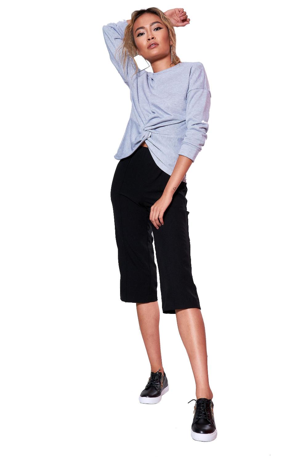 Lovemystyle Elasticated High Waist Black Cropped Trousers
