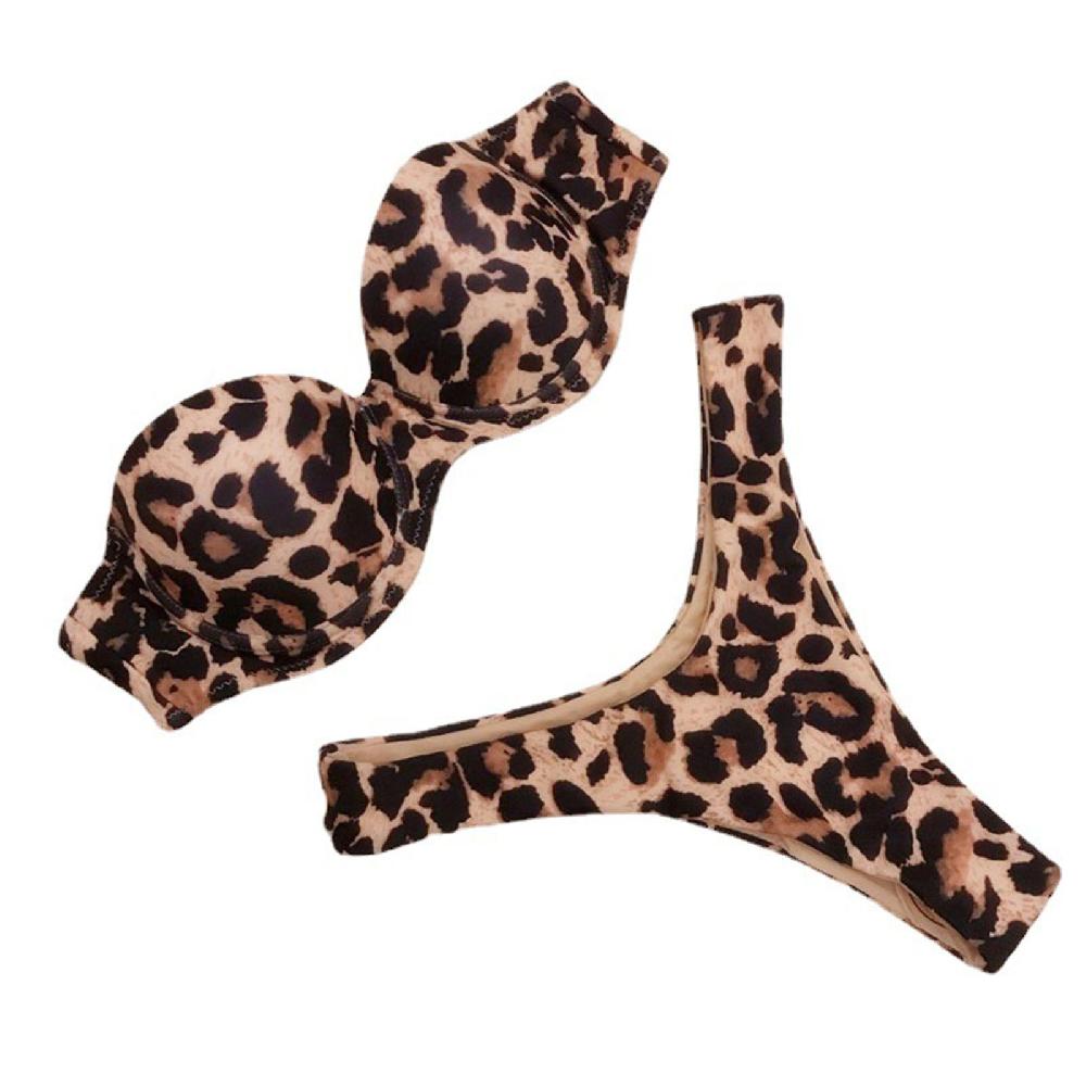Low-cut Collar Strapless Bikini Set Skin-friendly Comfortable Bikini Swimsuit For Day And Night Casual Wear