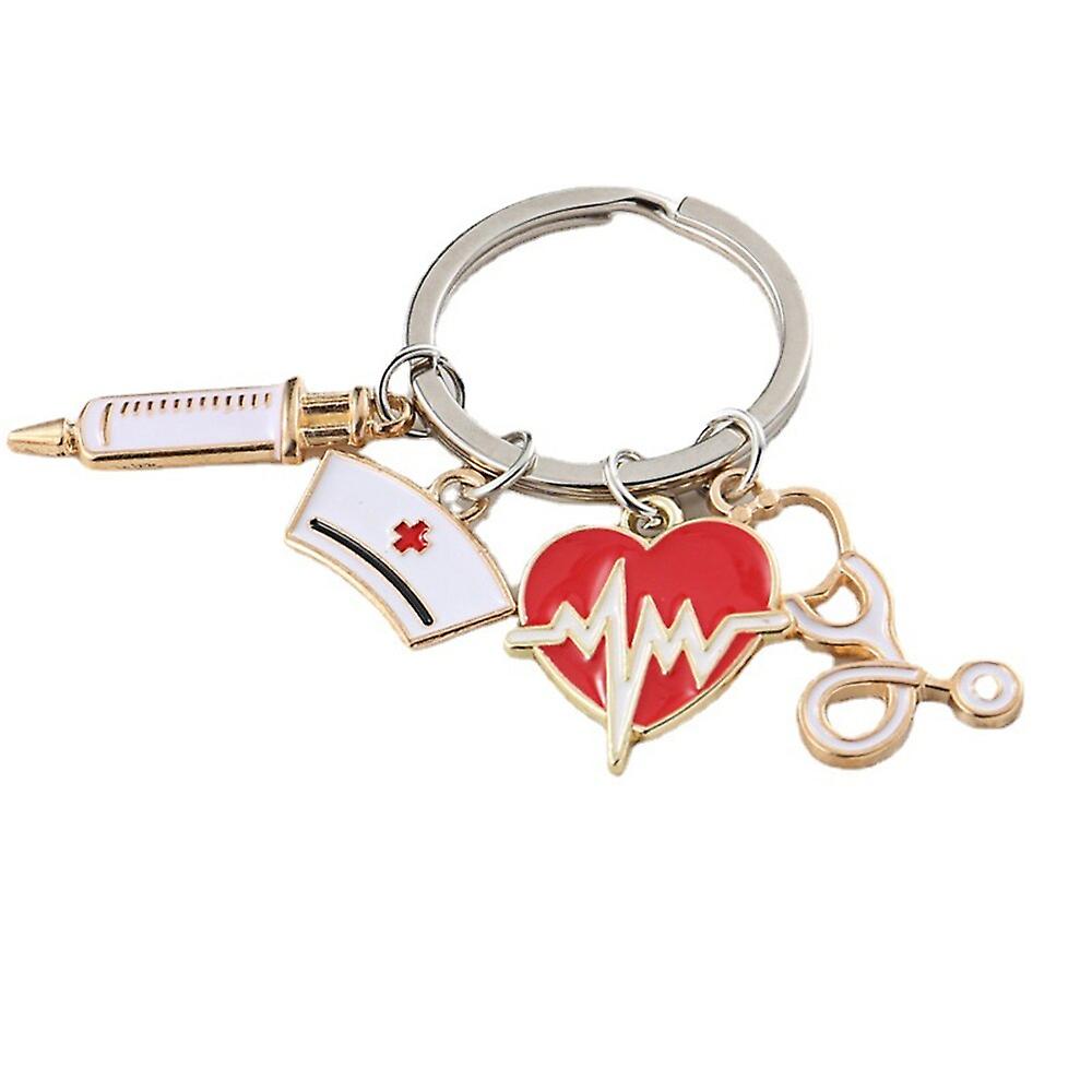 Medico Portachiavi Strumento medico Portachiavi Heartbeat Stetoscopio Siringa Infermiera Cap Portachiavi Infermiera Regalo fai da te gioielli fatti a mano