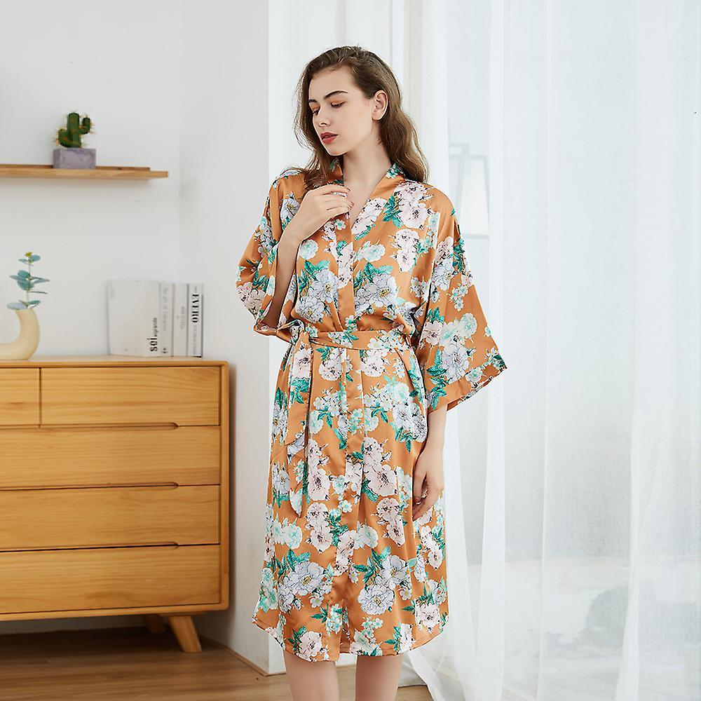 Medium Length Pajamas Home Clothes Sexy And Comfortable Printed Pajamas Pajamas Women's Spring And Autumn Thin Bathrobes Pajamas