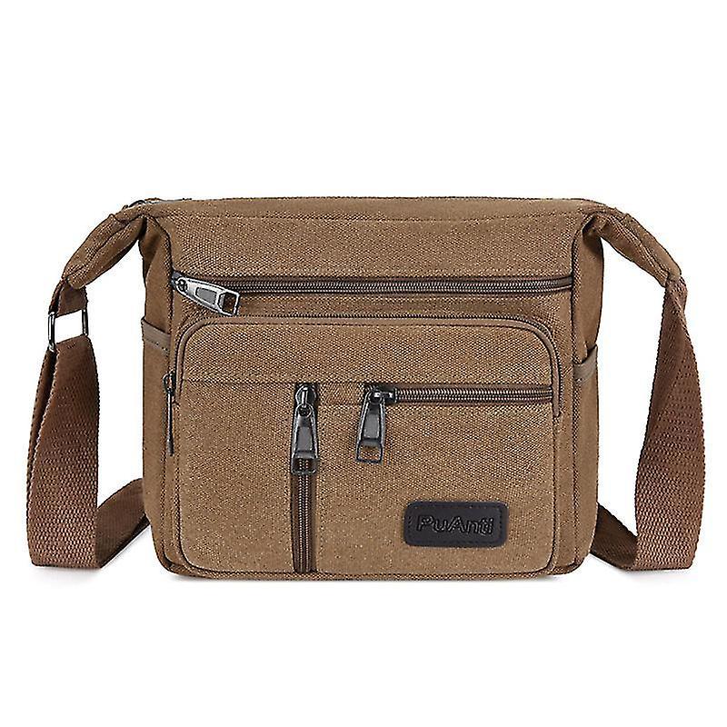 Men Canvas Shoulder Bag Casual Multi-pocket Travel Crossbody Bag Fashion Handbag