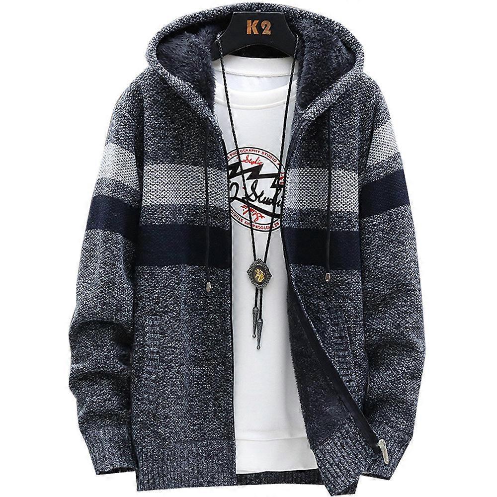 Men Jacket Fleece Warm Hooded Coat Zip Up Outwear