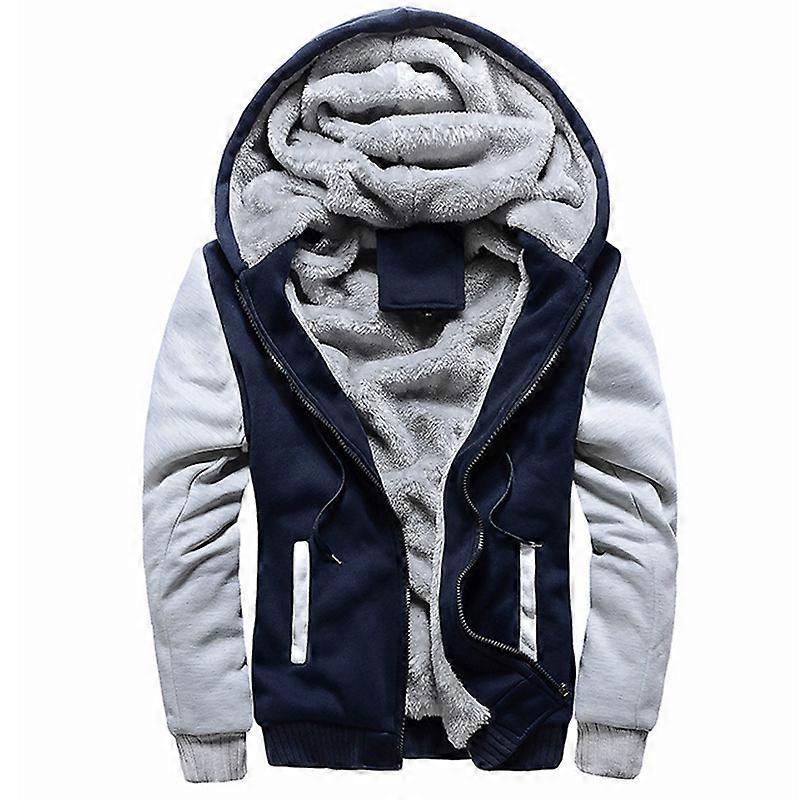 Men Jacket Winter Fleece Warm Coat Hooded Zip Up Outwear Tops