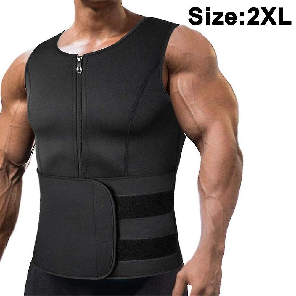 Men Neoprene Sauna Zipper Waist Trainer Vest Tank Top Trimmer Body Sha V